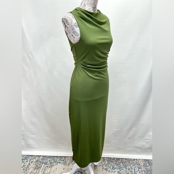 WAYF Sap Green drape neck sleeveless midi dress size S. - Picture 6 of 16